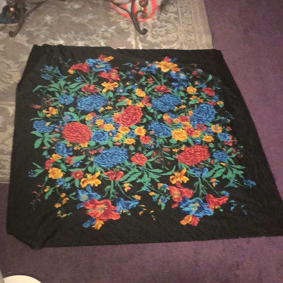 Long Colorful Floral Scarf/Cover up - Picture 10 of 13